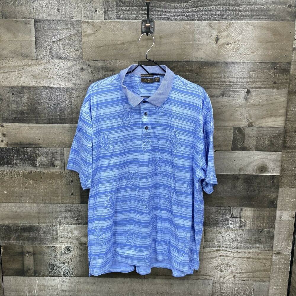 Tasso Elba Men's Double Mercerized Golf Polo Shirt Size XL Blue 100% Cotton